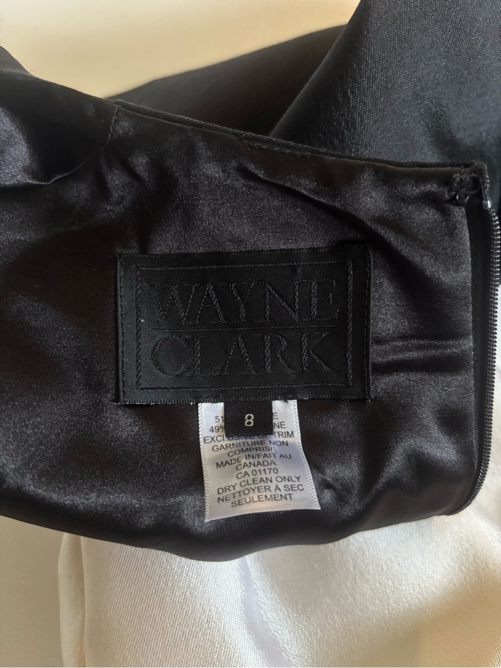 Wayne Clark Classic Evening Old  Hollywood Black and Ivory Dress Size 8 - Picture 9 of 10